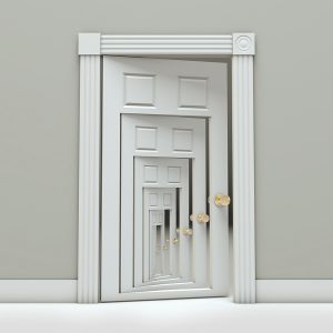 Digital Illustration of a door inside a door inside a door