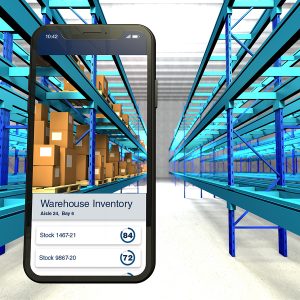 Digital Illustration of warehouse inventory on iPhone