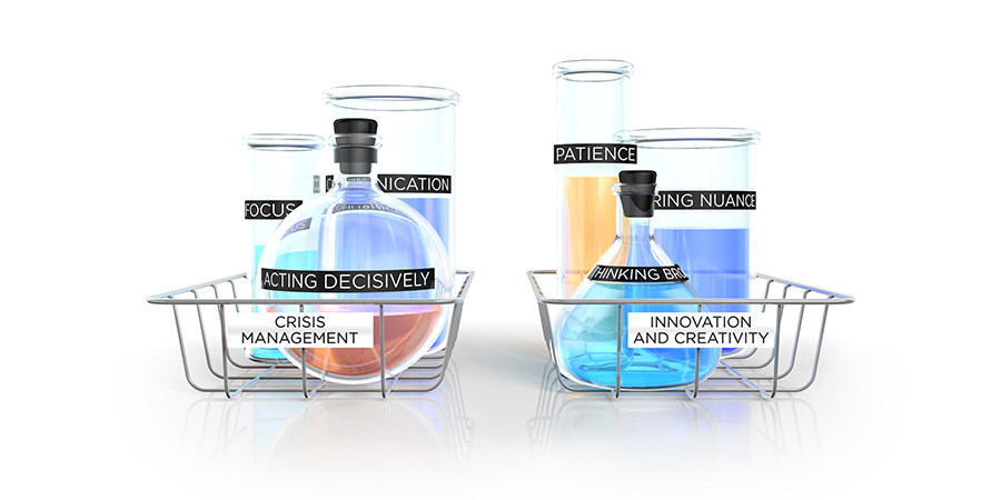 Digital Illustration of labeled chemistry bottles