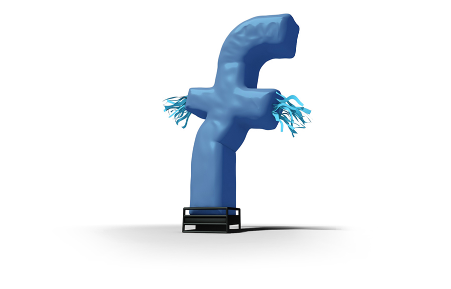 Illustration of inflatable Facebook Logo