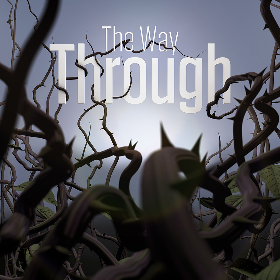Illustration of Brambles growing on text saying "The Way Through"