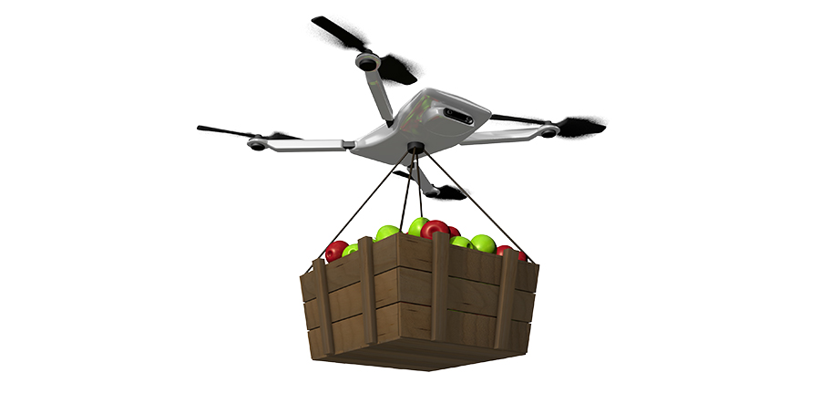 Crate of Apples carried by drone