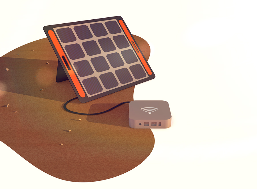 Illustration of Solar Panel in the Desert